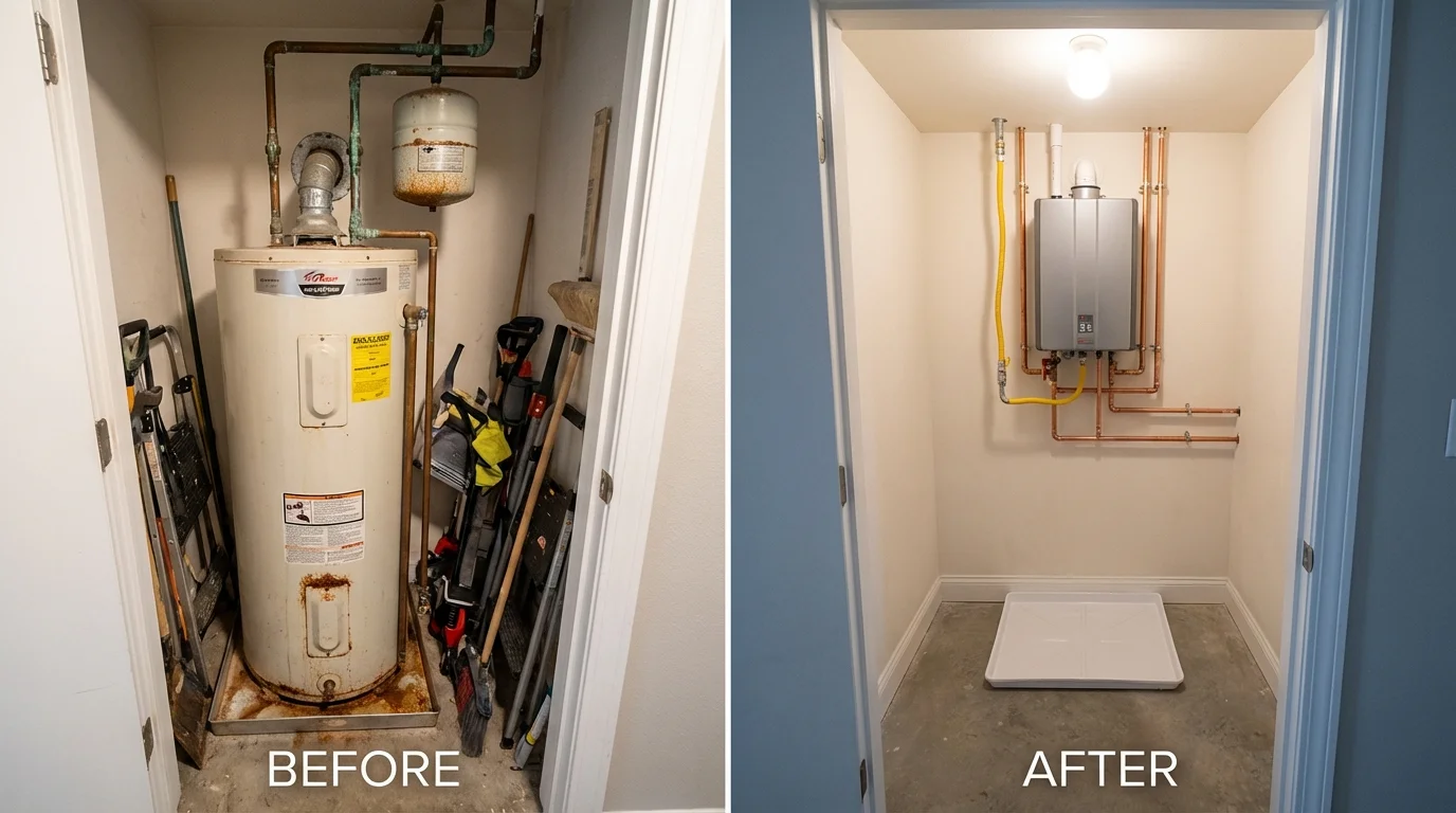 Tank water heater versus wall-mounted tankless unit comparison for Cullman, AL homeowners